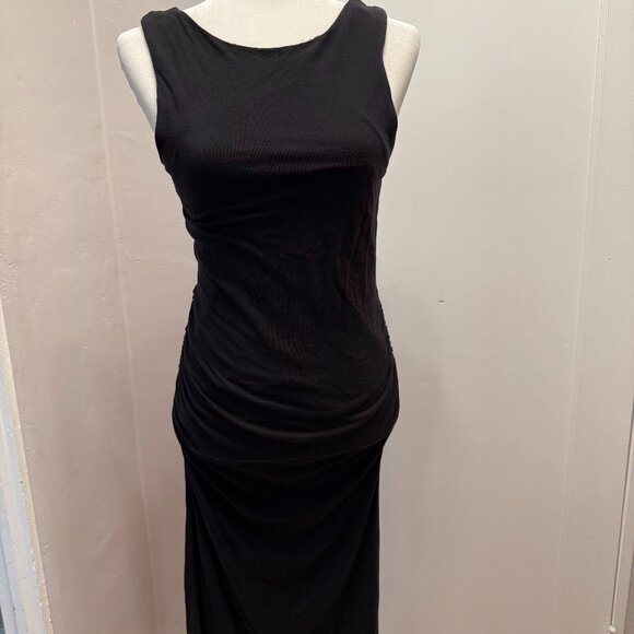 Athleta Black Ruched Sleeveless Bodycon Tank Dress Size S - Picture 1 of 3